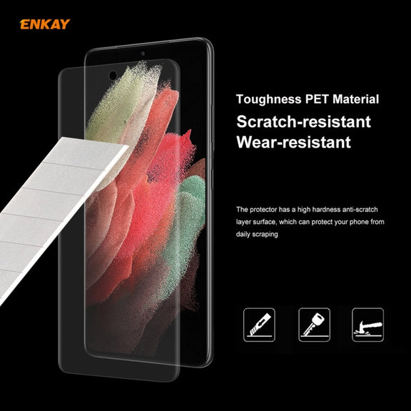 2 PCS For Samsung Galaxy S21 Ultra 5G ENKAY Hat-Prince 3D Full Screen PET Curved Hot Bending HD Screen Protector Soft Film(Transparent)