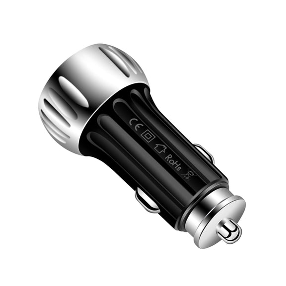 YSY-310QC18W QC3.0 Dual Port USB Car Charger for Apple / Huawei / Samsung / Xiaomi(Black)