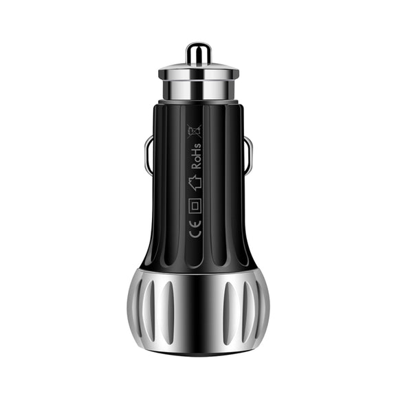 YSY-310QC18W QC3.0 Dual Port USB Car Charger for Apple / Huawei / Samsung / Xiaomi(Black)