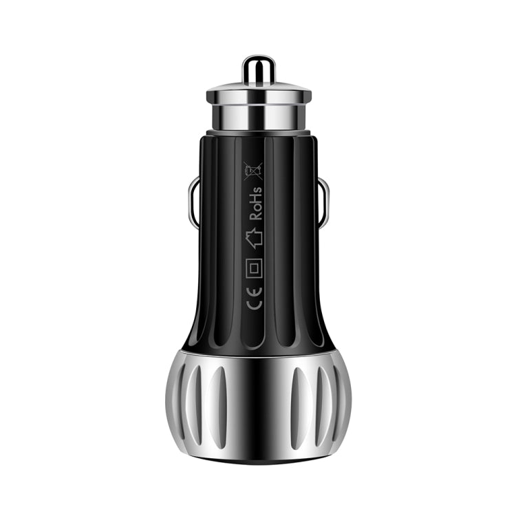YSY-310QC18W QC3.0 Dual Port USB Car Charger for Apple / Huawei / Samsung / Xiaomi(Black)