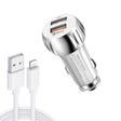 YSY-310QC18W QC3.0 Dual Port USB Car Charger + 3A USB to 8 Pin Data Cable, Cable Length: 1m(White) - Car Charger by PMC TechLife | Online Shopping South Africa | PMC TechLife