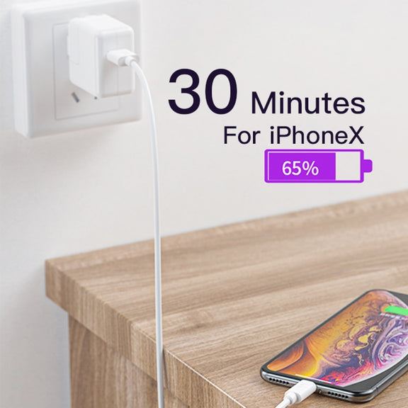 YSY-310QC18W QC3.0 Dual Port USB Car Charger + 3A USB to 8 Pin Data Cable, Cable Length: 1m(White)