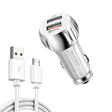 YSY-310QC18W QC3.0 Dual Port USB Car Charger + 3A USB to Micro USB Data Cable, Cable Length: 1m(White) - Car Charger by PMC TechLife | Online Shopping South Africa | PMC TechLife