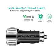 YSY-310QC18W QC3.0 Dual Port USB Car Charger + 3A USB to Micro USB Data Cable, Cable Length: 1m(Black)