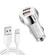 YSY-310QC18W QC3.0 Dual Port USB Car Charger + 3A USB to USB-C / Type-C Data Cable, Cable Length: 1m(White) - Car Charger by PMC TechLife | Online Shopping South Africa | PMC TechLife