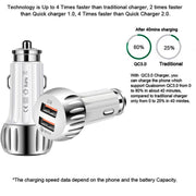 YSY-310QC18W QC3.0 Dual Port USB Car Charger + 3A USB to USB-C / Type-C Data Cable, Cable Length: 1m(Black)