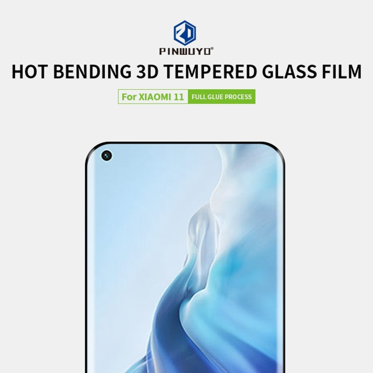 For Xiaomi Mi 11 PINWUYO 9H 3D Hot Bending Tempered Glass Film(Black) -  by PINWUYO | Online Shopping South Africa | PMC TechLife | Buy Now Pay Later Mobicred