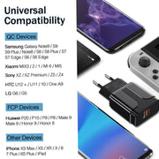 LZ-023 18W QC 3.0 USB Portable Travel Charger + 3A USB to Micro USB Data Cable, EU Plug(Black)