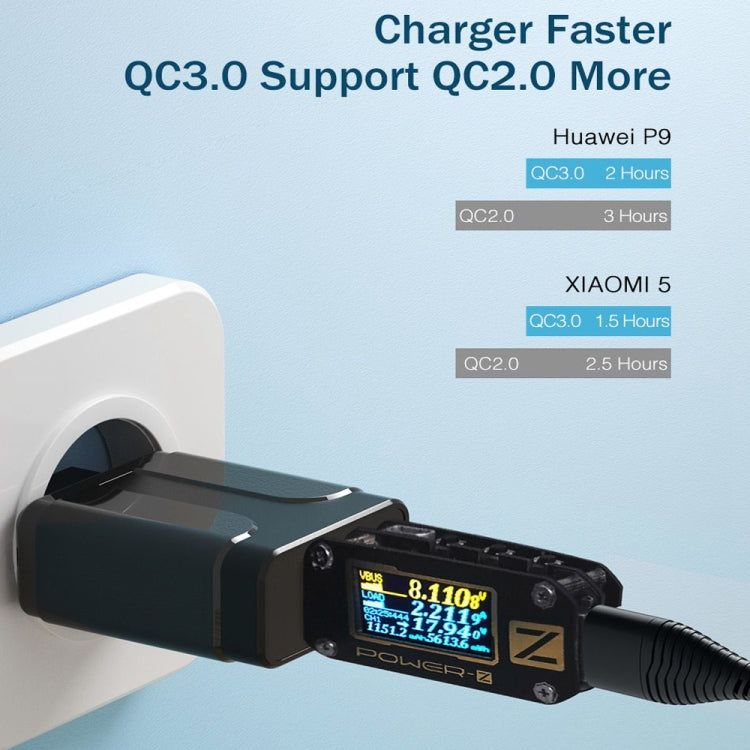 LZ-023 18W QC 3.0 USB Portable Travel Charger + 3A USB to Micro USB Data Cable, EU Plug(Black) - free shipping - PMC TechLife - Order now!