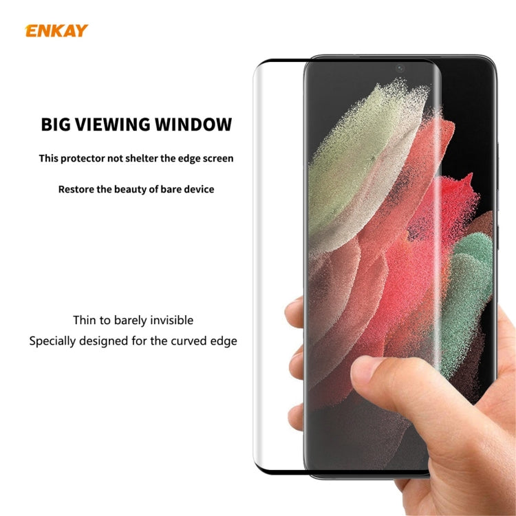 For Samsung Galaxy S21 Ultra 1pc ENKAY Hat-Prince 0.26mm 9H 3D Explosion-proof Full Screen Curved Heat Bending Tempered Glass Film - free shipping - PMC TechLife - Order now!