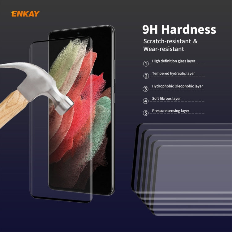 For Samsung Galaxy S21 Ultra 1pc ENKAY Hat-Prince 0.26mm 9H 3D Explosion-proof Full Screen Curved Heat Bending Tempered Glass Film - free shipping - PMC TechLife - Order now!
