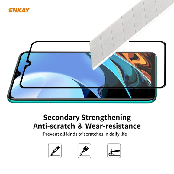 For Xiaomi Redmi 9T 10 PCS ENKAY Hat-Prince Full Glue 0.26mm 9H 2.5D Tempered Glass Full Coverage Film