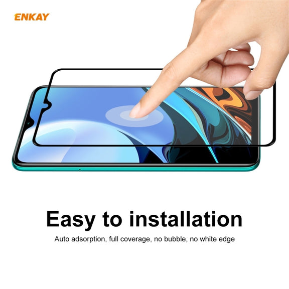For Xiaomi Redmi 9T 10 PCS ENKAY Hat-Prince Full Glue 0.26mm 9H 2.5D Tempered Glass Full Coverage Film