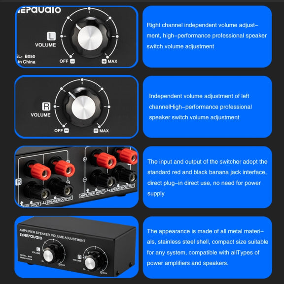 B050  Passive Speaker Volume Adjustment Controller,  Left And Right Channel Independent Volume Adjustment, 150W Per Channel