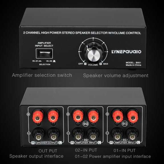 B051 2 Input And 1 Output Power Amplifier And Speaker Selection Switcher Output With Volume Adjustment 2 Power Amplifiers Audio Switcher Switch Distribution Comparator