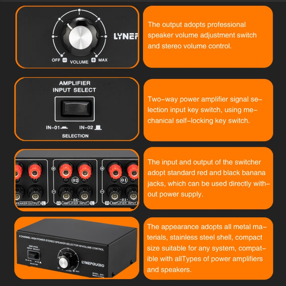 B051 2 Input And 1 Output Power Amplifier And Speaker Selection Switcher Output With Volume Adjustment 2 Power Amplifiers Audio Switcher Switch Distribution Comparator