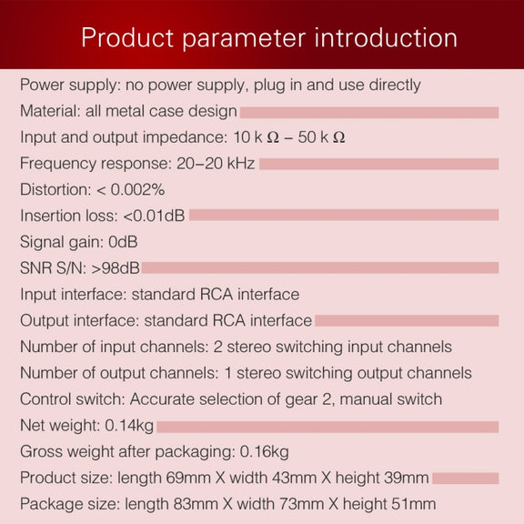 B101 2 In 1 Out (1 In 2 Out) Audio Source Signal Selection Switcher Computer Speaker  RCA Lossless Audio Source Switcher