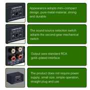 B101 2 In 1 Out (1 In 2 Out) Audio Source Signal Selection Switcher Computer Speaker  RCA Lossless Audio Source Switcher