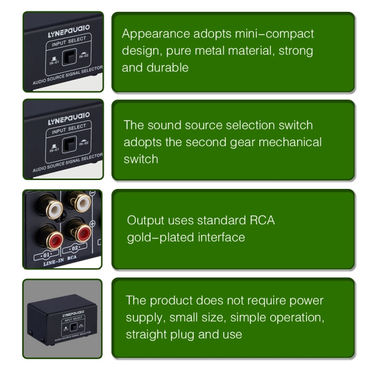 B101 2 In 1 Out (1 In 2 Out) Audio Source Signal Selection Switcher Computer Speaker  RCA Lossless Audio Source Switcher