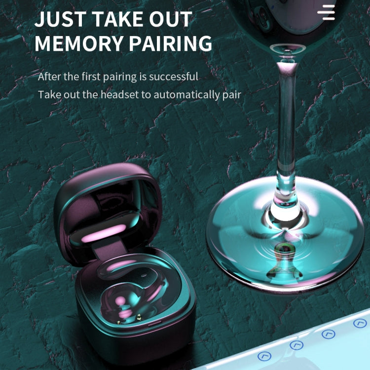 T25 Over-ear Bluetooth 5.0 Single-ear Invisible Wireless Earphone High Definition Call Super Long Standby Bone Conduction Earphone(White)
