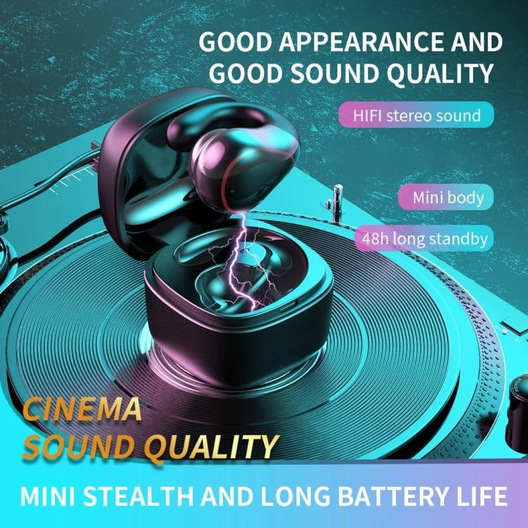 T25 Over-ear Bluetooth 5.0 Single-ear Invisible Wireless Earphone High Definition Call Super Long Standby Bone Conduction Earphone(White)