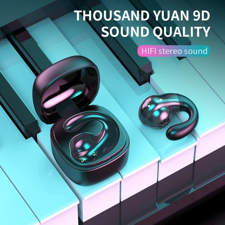 T25 Over-ear Bluetooth 5.0 Single-ear Invisible Wireless Earphone High Definition Call Super Long Standby Bone Conduction Earphone(White)
