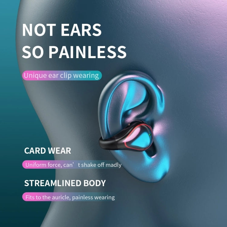 T25 Over-ear Bluetooth 5.0 Single-ear Invisible Wireless Earphone High Definition Call Super Long Standby Bone Conduction Earphone(White)