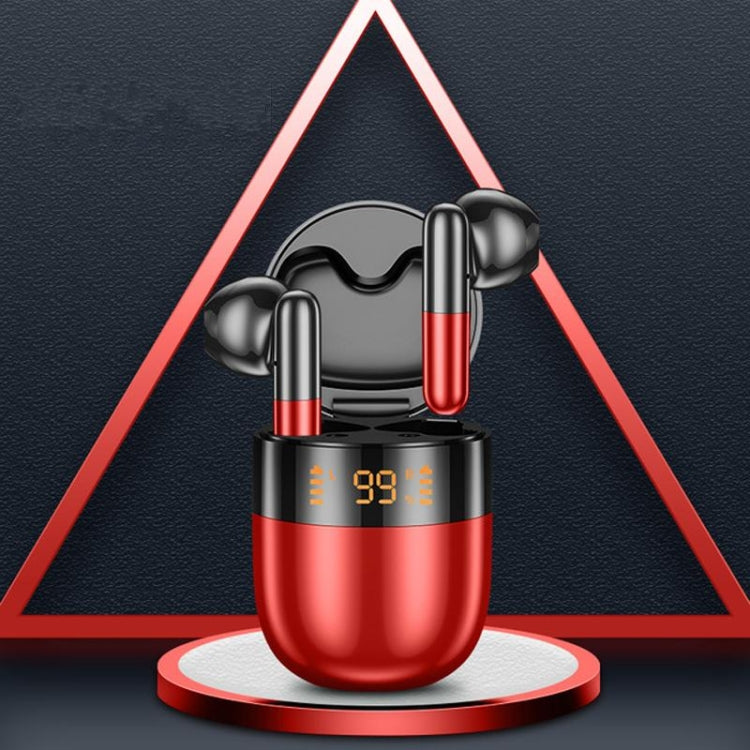 J28 TWS Wireless Bluetooth Earphones LED Digital Display HIFI Music Sport Earphone(Red) - TWS Earphone by PMC TechLife | Online Shopping South Africa | PMC TechLife