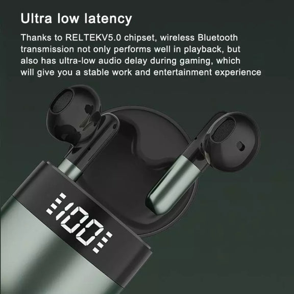 J28 TWS Wireless Bluetooth Earphones LED Digital Display HIFI Music Sport Earphone(Red)