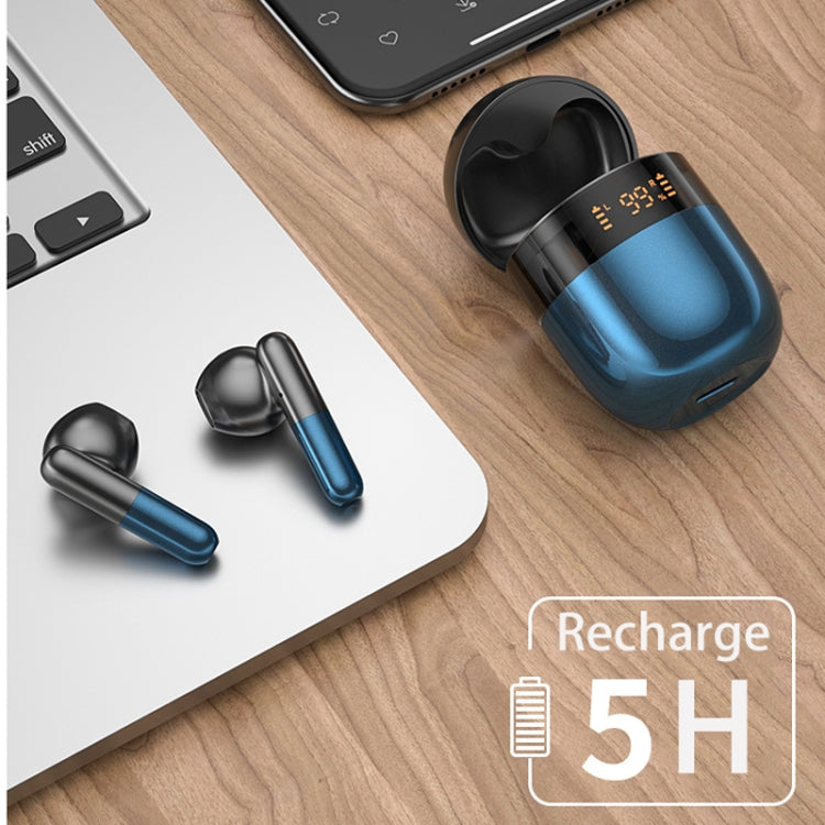 J28 TWS Wireless Bluetooth Earphones LED Digital Display HIFI Music Sport Earphone(Blue) - TWS Earphone by PMC TechLife | Online Shopping South Africa | PMC TechLife