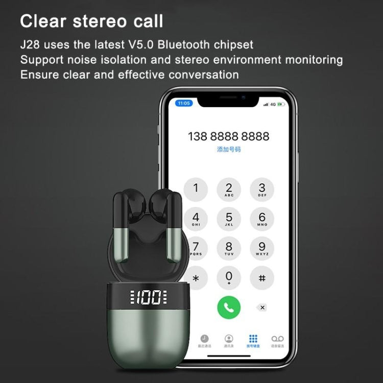J28 TWS Wireless Bluetooth Earphones LED Digital Display HIFI Music Sport Earphone(Blue) - TWS Earphone by PMC TechLife | Online Shopping South Africa | PMC TechLife
