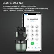 J28 TWS Wireless Bluetooth Earphones LED Digital Display HIFI Music Sport Earphone(Black)