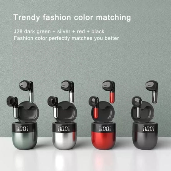 J28 TWS Wireless Bluetooth Earphones LED Digital Display HIFI Music Sport Earphone(Black)