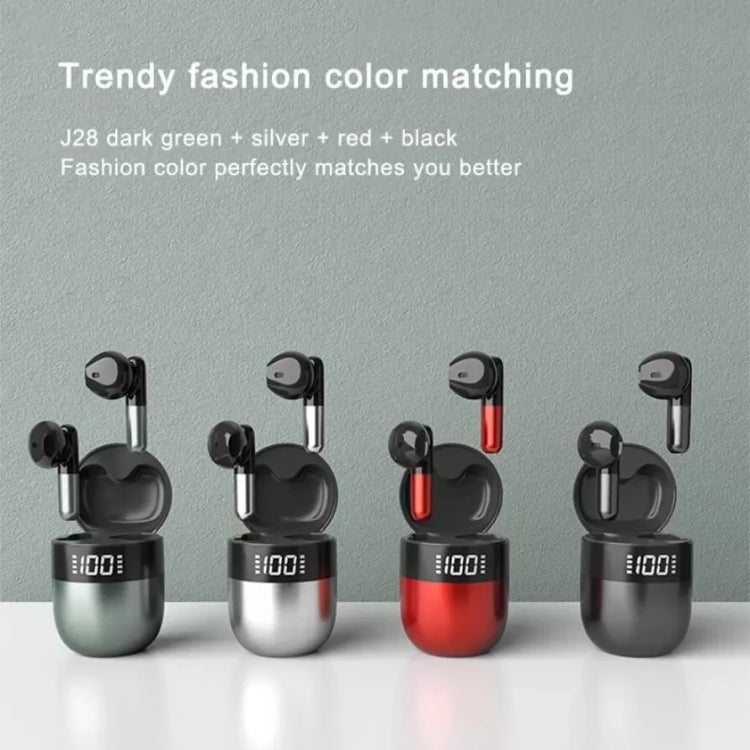 J28 TWS Wireless Bluetooth Earphones LED Digital Display HIFI Music Sport Earphone(Black)