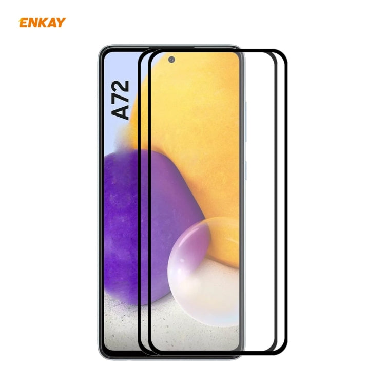 For Samsung Galaxy A72 5G 2pcs ENKAY Hat-Prince Full Glue 0.26mm 9H 2.5D Tempered Glass Full Coverage Film - free shipping - PMC TechLife - Order now!