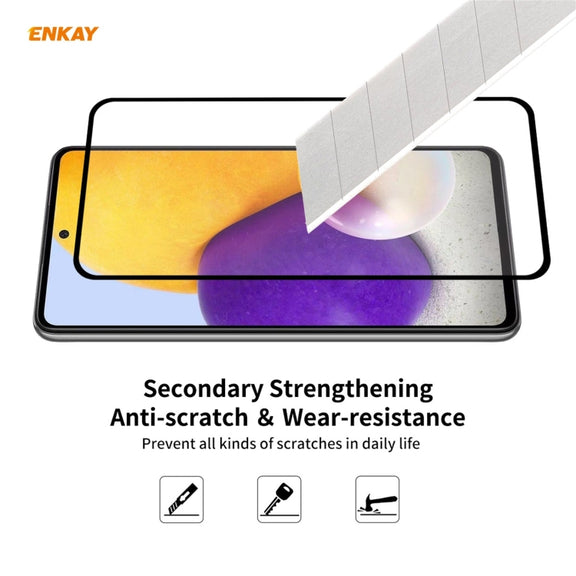 For Samsung Galaxy A72 5G 2pcs ENKAY Hat-Prince Full Glue 0.26mm 9H 2.5D Tempered Glass Full Coverage Film