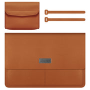 Litchi Pattern PU Leather Water-resistant Ultra-thin Protection Liner Bag Briefcase Laptop Carrying Bag for 13-14 inch Laptops(BROWN)