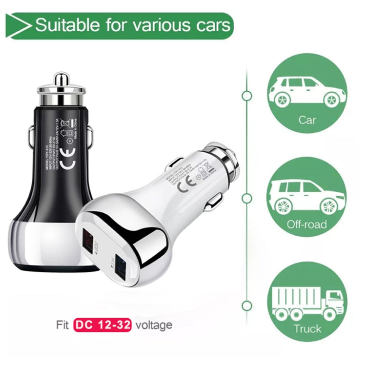YSY-312 18W Portable QC3.0 Dual USB Mobile Phones and Tablet PCs Universal Car Charger(White)