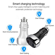 YSY-312 2 in 1 18W Portable QC3.0 Dual USB Car Charger + 1m 3A USB to USB-C / Type-C Data Cable Set(Black)