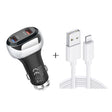 YSY-312 2 in 1 18W Portable QC3.0 Dual USB Car Charger + 1m 3A USB to 8 Pin Data Cable Set(Black) - Car Charger by PMC TechLife | Online Shopping South Africa | PMC TechLife