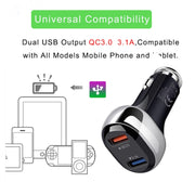 YSY-312 2 in 1 18W Portable QC3.0 Dual USB Car Charger + 1m 3A USB to 8 Pin Data Cable Set(White)