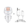 YSY-349 QC3.0 Dual USB Port Car Charger + 1m 3A USB to Micro USB Data Cable(White) - Car Charger by PMC TechLife | Online Shopping South Africa | PMC TechLife