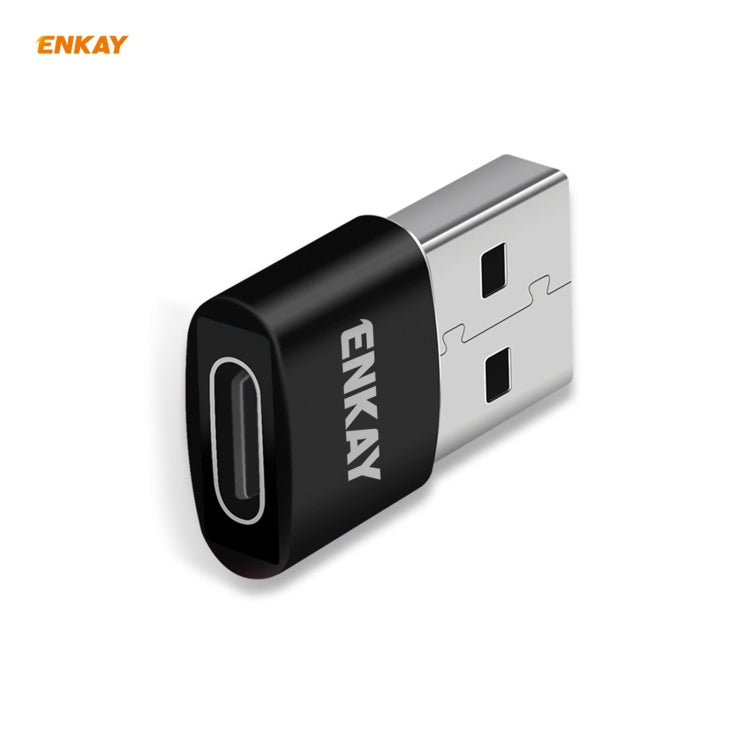 ENKAY ENK-AT105 USB Male to USB-C / Type-C Female Aluminium Alloy Adapter Converter, Support Quick Charging & Data Transmission(Black) - Type-C Adapter by ENKAY | Online Shopping South Africa | PMC TechLife | Buy Now Pay Later Mobicred