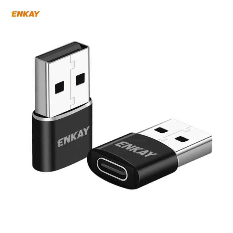 ENKAY ENK-AT105 USB Male to USB-C / Type-C Female Aluminium Alloy Adapter Converter, Support Quick Charging & Data Transmission(Black) - Type-C Adapter by ENKAY | Online Shopping South Africa | PMC TechLife | Buy Now Pay Later Mobicred
