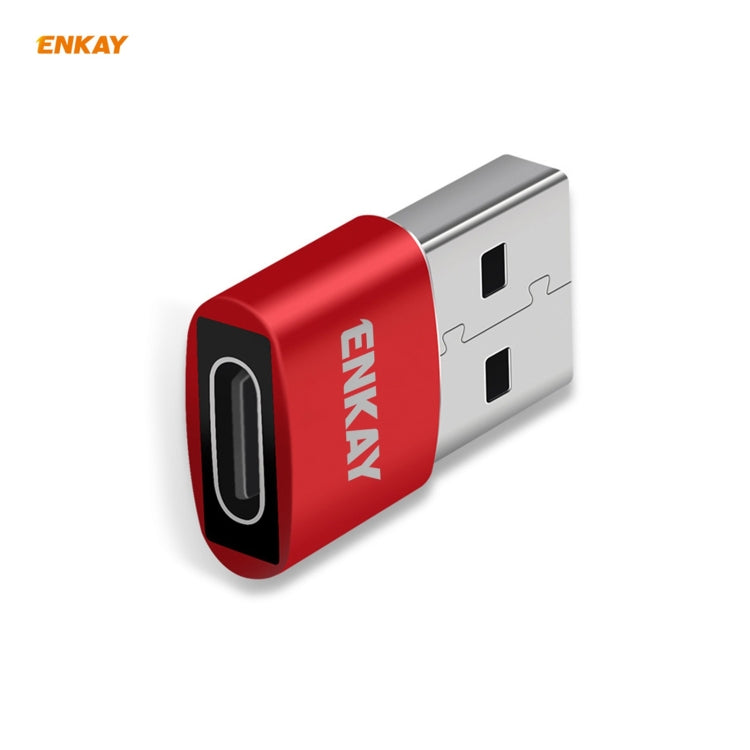 ENKAY ENK-AT105 USB Male to USB-C / Type-C Female Aluminium Alloy Adapter Converter, Support Quick Charging & Data Transmission(Red) - Type-C Adapter by ENKAY | Online Shopping South Africa | PMC TechLife | Buy Now Pay Later Mobicred