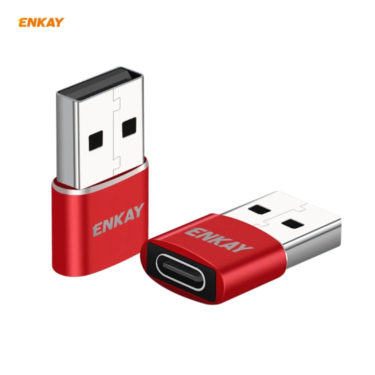 ENKAY ENK-AT105 USB Male to USB-C / Type-C Female Aluminium Alloy Adapter Converter, Support Quick Charging & Data Transmission(Red)