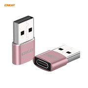 ENKAY ENK-AT105 USB Male to USB-C / Type-C Female Aluminium Alloy Adapter Converter, Support Quick Charging & Data Transmission(Rose Gold)