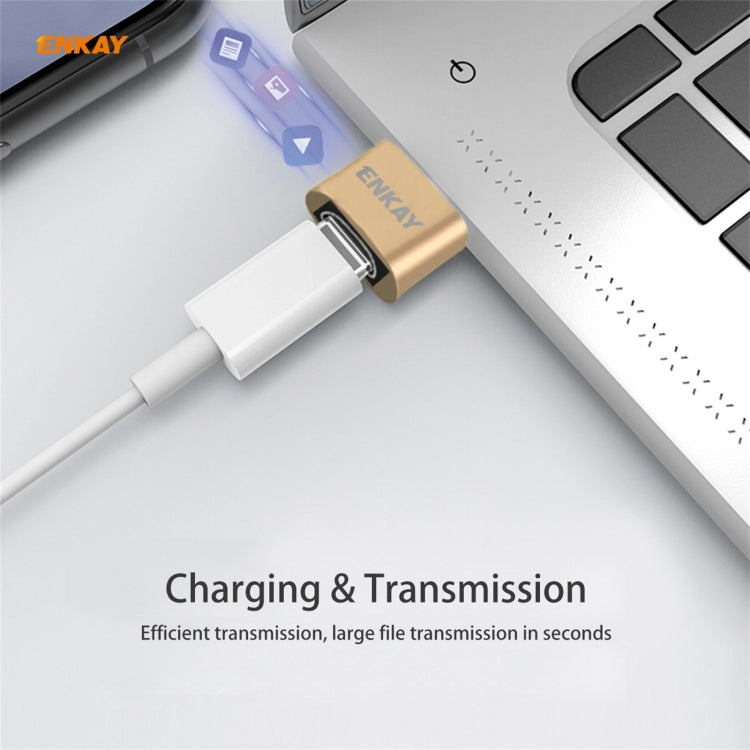ENKAY ENK-AT105 USB Male to USB-C / Type-C Female Aluminium Alloy Adapter Converter, Support Quick Charging & Data Transmission(Gold)