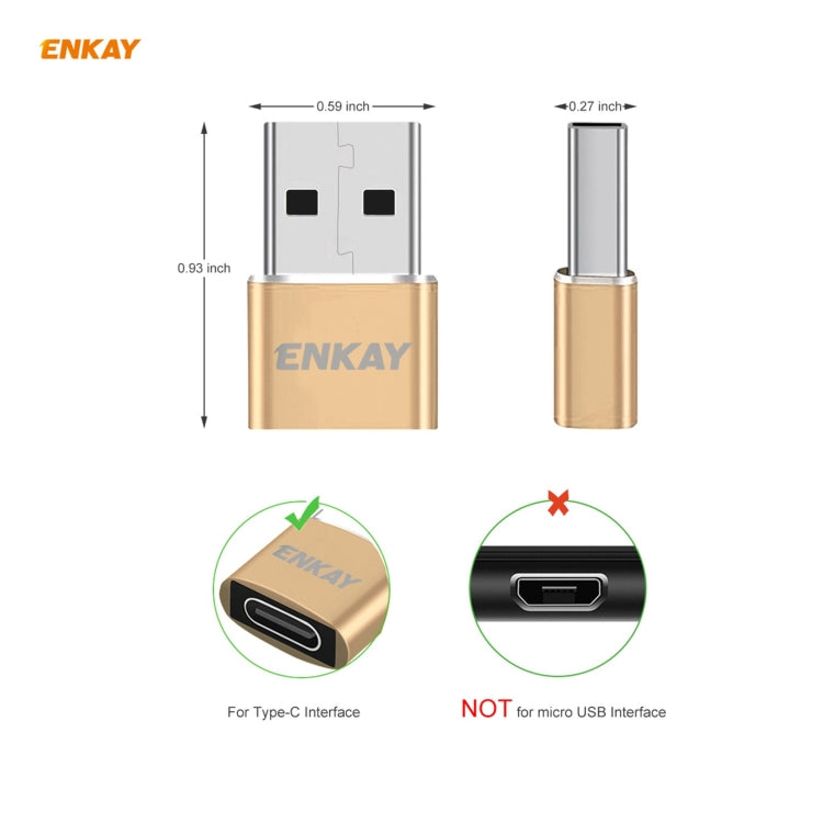 ENKAY ENK-AT105 USB Male to USB-C / Type-C Female Aluminium Alloy Adapter Converter, Support Quick Charging & Data Transmission(Black) - Type-C Adapter by ENKAY | Online Shopping South Africa | PMC TechLife | Buy Now Pay Later Mobicred