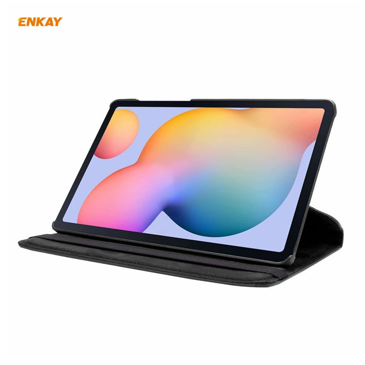 For Samsung Galaxy Tab S6 Lite P610 / P615 / Tab S6 Lite 2022 / P613 / P619 ENKAY 360 Rotation Kickstand Leather Smart Tablet Case(Black)